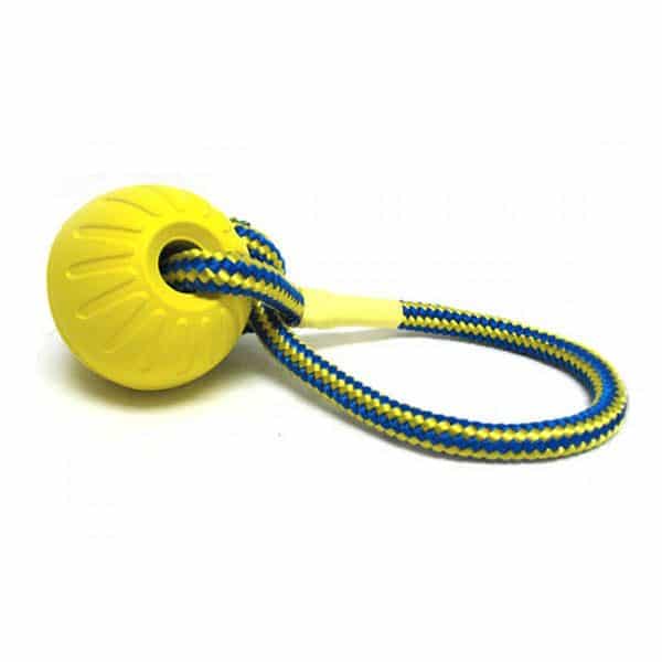 penová lopta Swing and Fling pre psov na hádzanie, aportovanie a preťahovanie sa s lanom Gappay