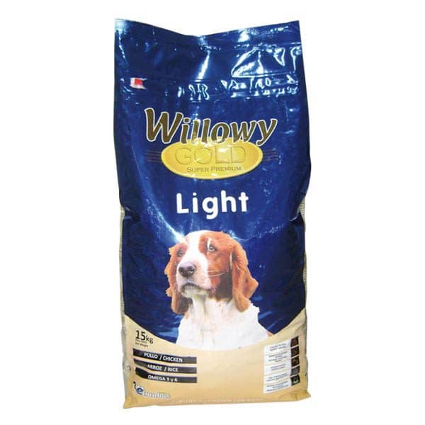 kompletné krmivo s nízkym obsahom proteínov a tukov vhodné pre obéznych psov Willowy Gold Light 15kg